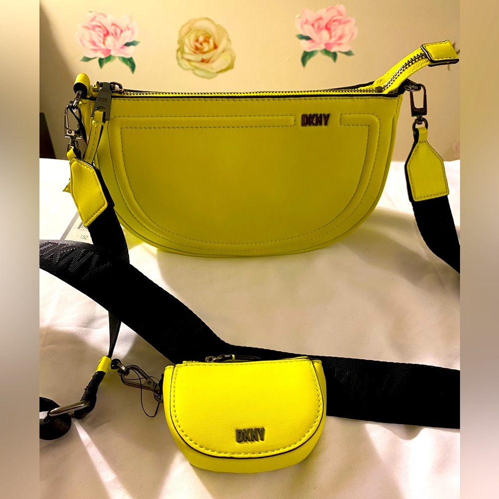 DKNY Orion crossbody bag purse in lime color